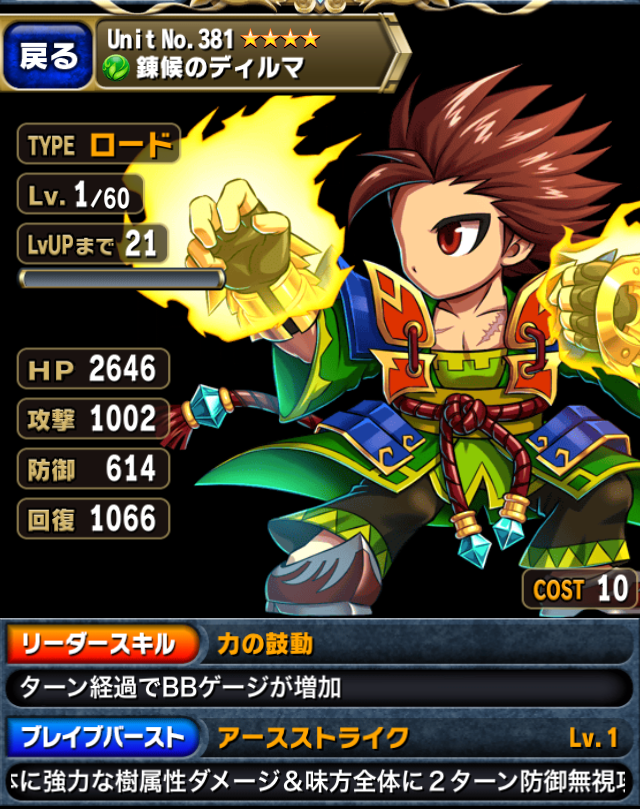 ブレイブフロンティア_錬候のディルマ_ステータス1